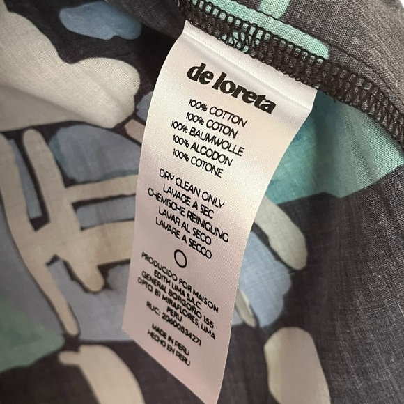 De Loreta Josefa maxi trapeze dress in Arcilla Azul print with balloon sleeves - Picture 10 of 14